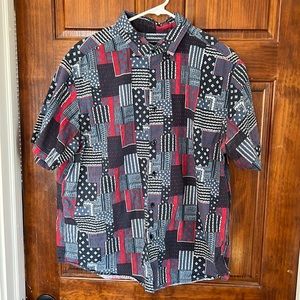 Original Use Men's Americana Print Button Down Shirt